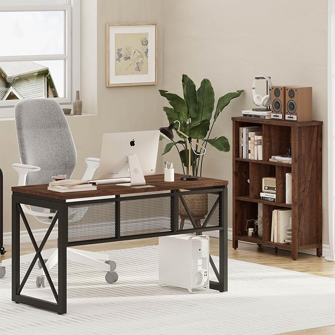 BON AUGURE Farmhouse Computer Desk, Modern Industrial Home Office Desks - Image 7