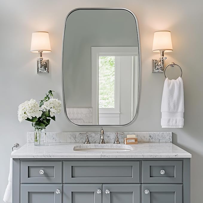 ANDY STAR Brushed Nickel Oval Bathroom Mirror by ANDYSTAR
