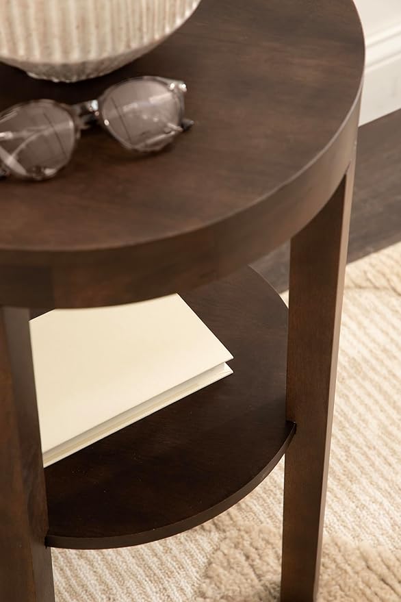 Kate and Laurel Talcott Modern Round Wood Side Table, Dark Brown, Transitional - Image 6