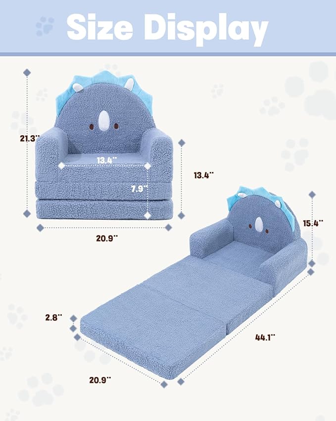 MOONBEEKI 2-in-1 Foldable Toddler Couch, Soft Sherpa Fabric - Image 3