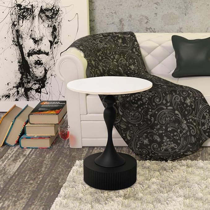 Side Table with Marble Top Metal End Table Modern Sofa Side End Table Coffee - Image 4