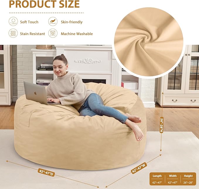 4FT Bean Bag Chair, Large Bean Bag Chairs - Image 3