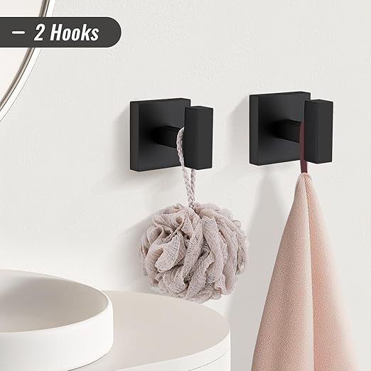 YACVCL Black Towel Bar Set 5-Piece Bathroom Hardware Accessories Set, SUS304 - Image 4