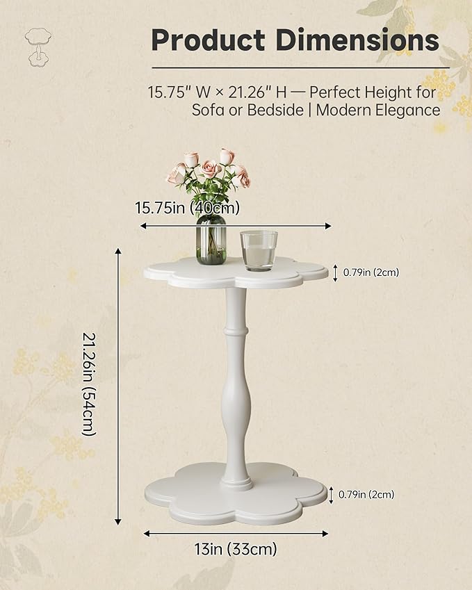 Accent Solid Wood End Table for Living Room, Small Bedside Tables Nightstand - Image 2