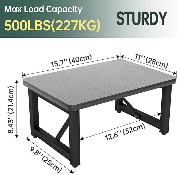 Small Step Stool for Adults Kids, Wooden Metal Foot Stool, One Stepping Stool - Image 3