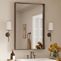 Keonjinn 24 x 36 in Brushed Bronze Bathroom Mirror, Rectangular Metal Frame by Keonjinn