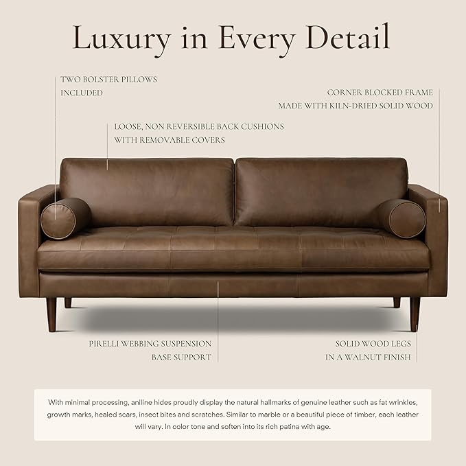 POLY & BARK Napa Furniture, 88.5 inches, Cocoa Brown - Image 4