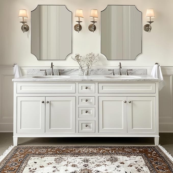 ANDY STAR Brushed Nickel Mirror 22x30 Inch, Scalloped Bathroom Mirror, - Image 2