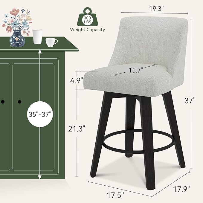 Vipbear Swivel Counter Height Bar Stools Set of 6, 26.8" H Counter Stools - Image 2