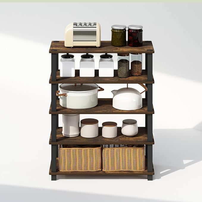 Furinno Turn-S-Tube 3-Tier Multipurpose Stackable Standing Shelves, Amber - Image 6