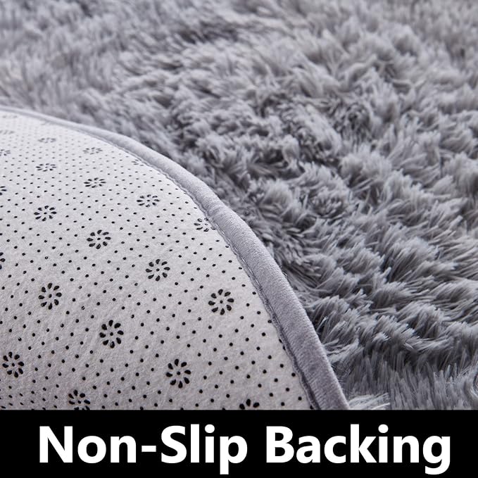 FJZFING Grey Round Rug Ultra-Soft Plush Modern 5x5 Circle Area Rug - Image 5