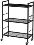 3-Tier Metal Storage Rack with Industrial Wheels, Mesh Shelving Unit with by Unknown