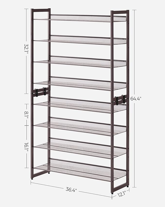 SONGMICS Shoe Rack, 8-Tier Shoe Organizer, Metal Rack - Image 3