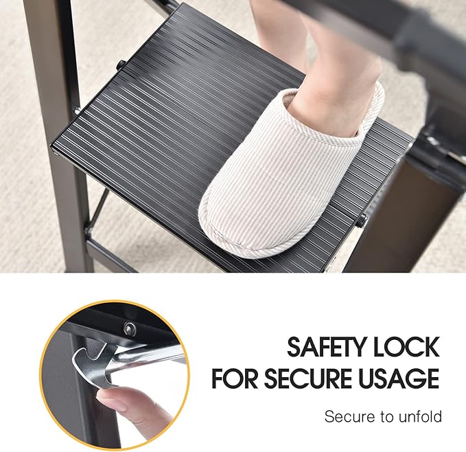 KINGRACK Step Ladder, 2 Steps, Folding Step Ladder - Image 3