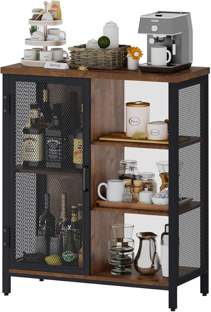BON AUGURE Coffee Bar Cabinet for Home Liquor, Small Storage Cabinet for - Image 9