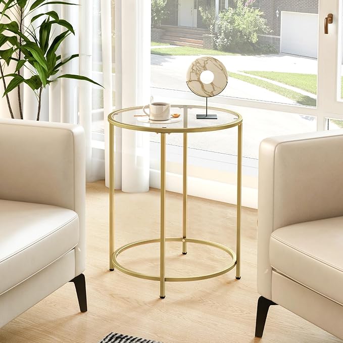 19.7’’ Round Glass End Table, Round Bedside Table - Image 4