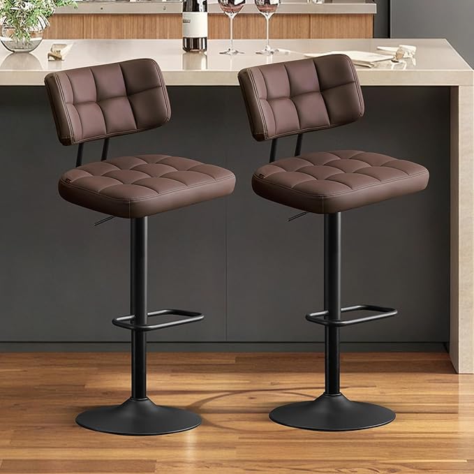Furniliving Modern Bar Stools Set of 2 Faux Leather, Upholstered Swivel by FurnilivingFurnitureforHome