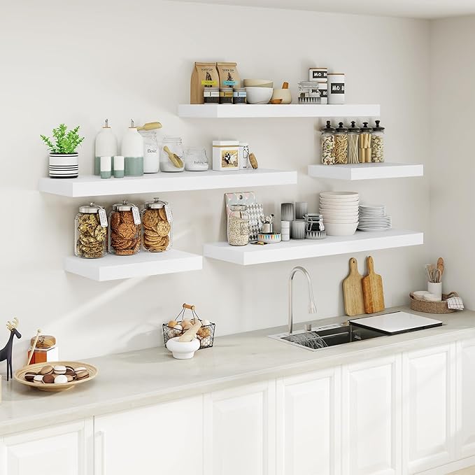 Heimlove 12" Deep White Floating Shelves - Image 7