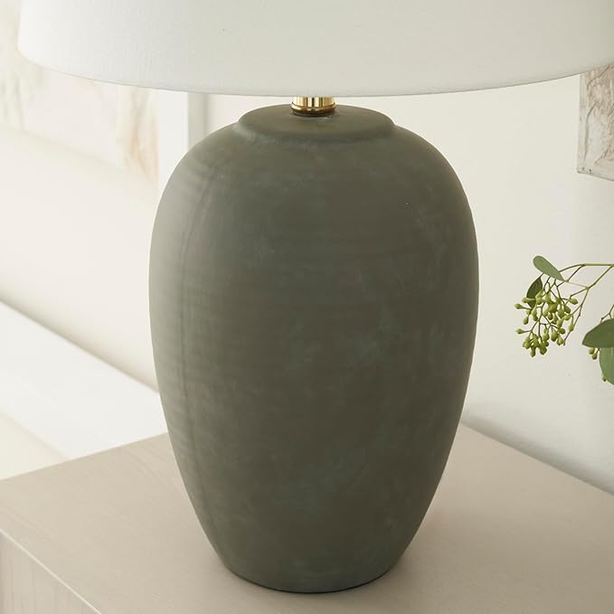 Nourison Home 23" Olive Green Ceramic Pot Table Lamp - Image 4