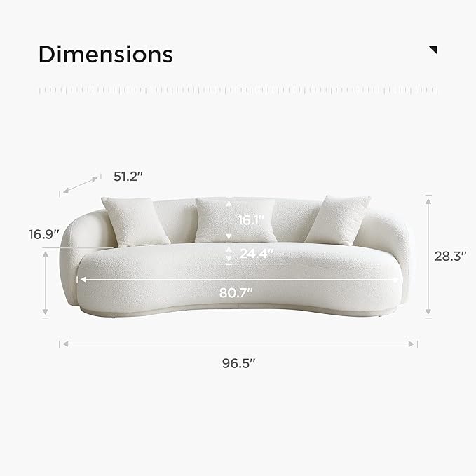 Acanva Mid Century Modern Curved Living Room Sofa, 4-Seat Boucle Fabric Couch - Image 2