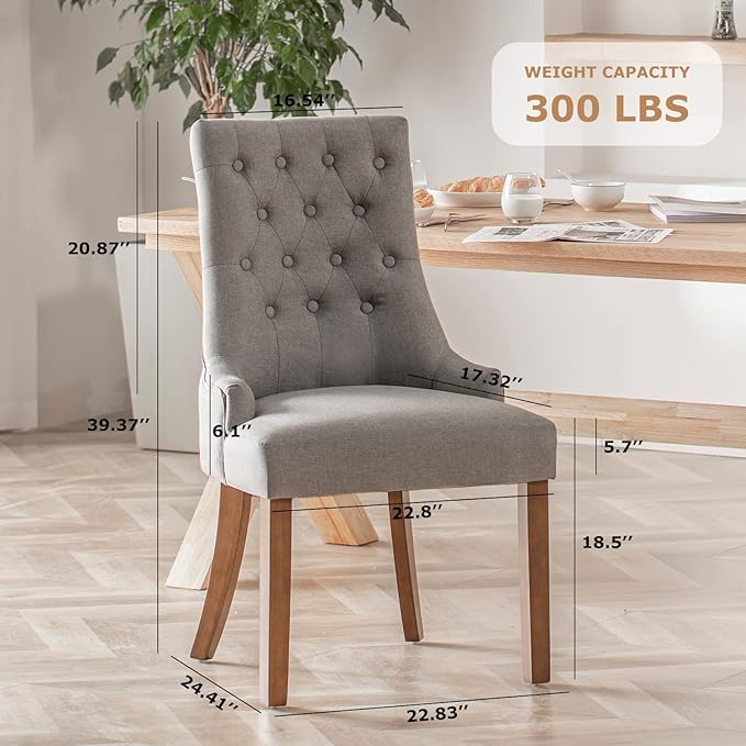 COLAMY Wingback Upholstered Dining Chairs Set of 2, Fabric Side Dining Room - Image 3