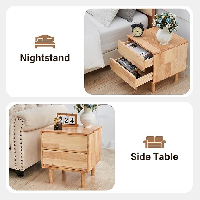 CozyDH Natural Wood Nightstand - Image 8