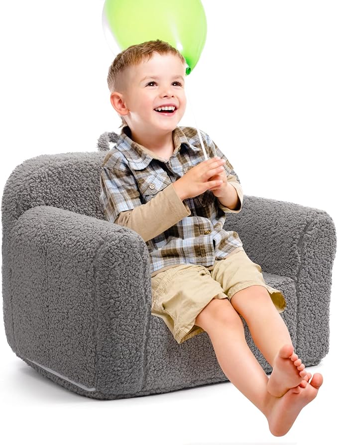 ALIMORDEN Kids Ultra-Soft Snuggle Foam Filled Chair, Toddler Cuddly Sherpa - Image 4