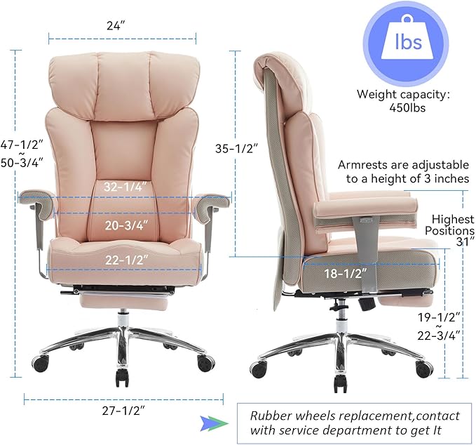 Efomao Big and Tall Ergonomic Office Chair 450LBS - Image 2
