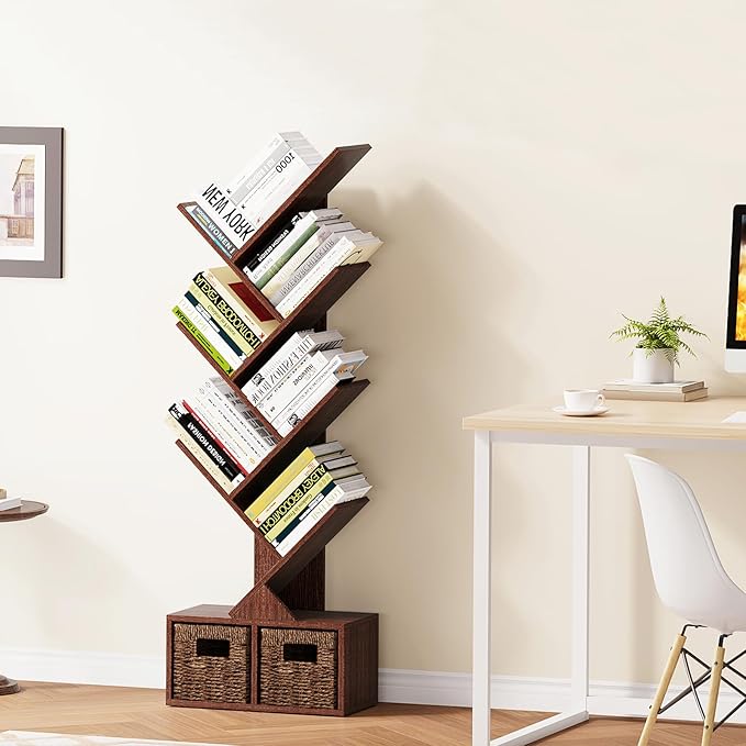 Vagusicc Tree Bookshelf, 6 Tier Bookshelf - Image 8