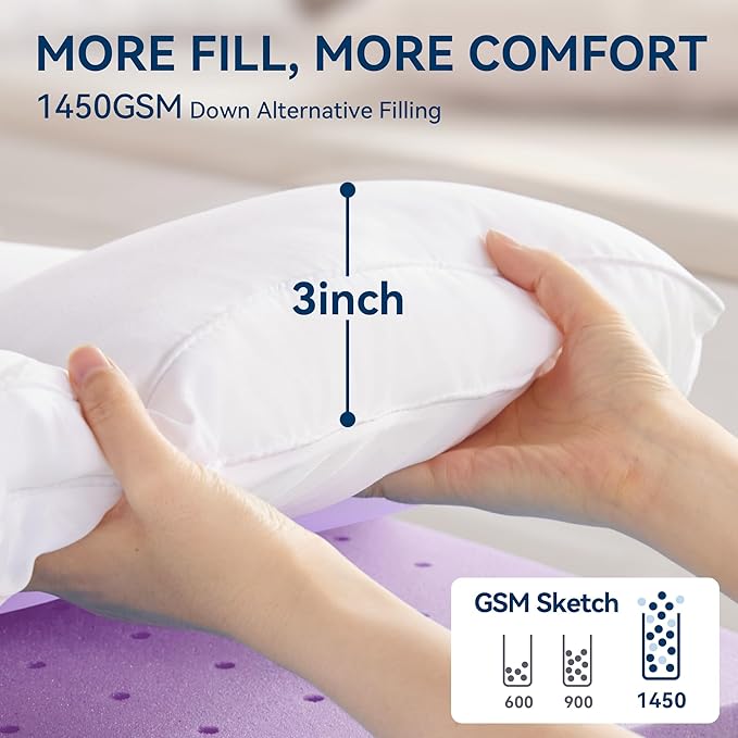BDEUS Dual Layer 5 Inch Memory Foam Mattress Topper Queen Size, 2 Inch Gel - Image 4