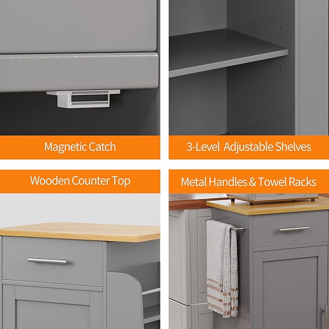 Shintenchi Small Kitchen Island on Wheels - Image 4