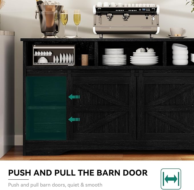YITAHOME 59" Large Buffet Sideboard Cabinet, Farmhouse Kitchen Cabinet - Image 4