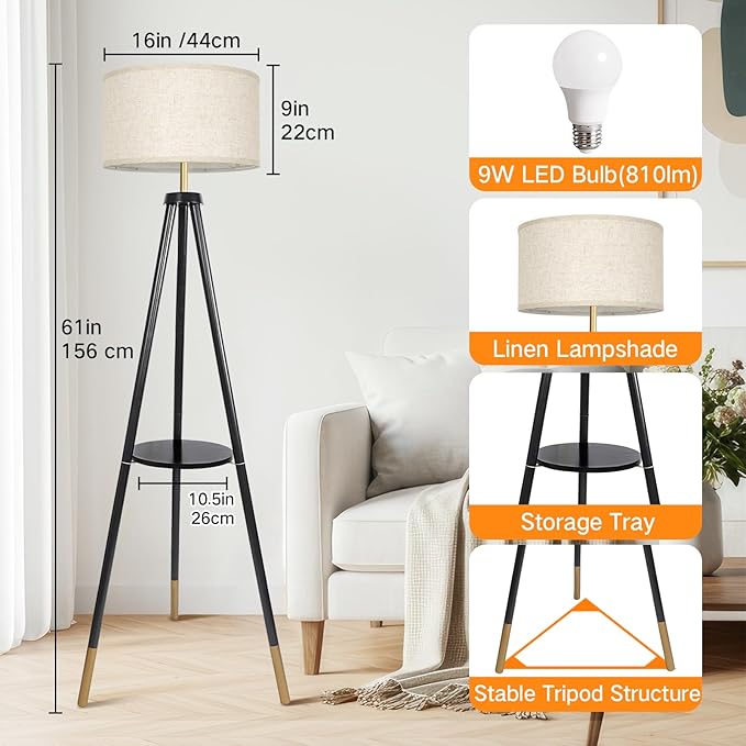 OUTON Wood Tripod Floor Lamp - Image 4