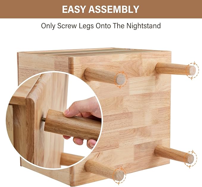 CozyDH Natural Wood Nightstand - Image 4