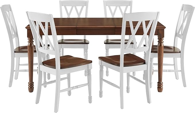 Crosley Furniture Shelby 7-Piece Dining Table Set, Distressed White/Dark Cherry - Image 2