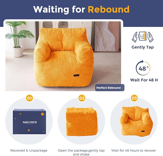MAXYOYO Bean Bag Chair, Tufted Bean Bag Couch Lazy Chair, Living Room Sofa Couch - Image 4
