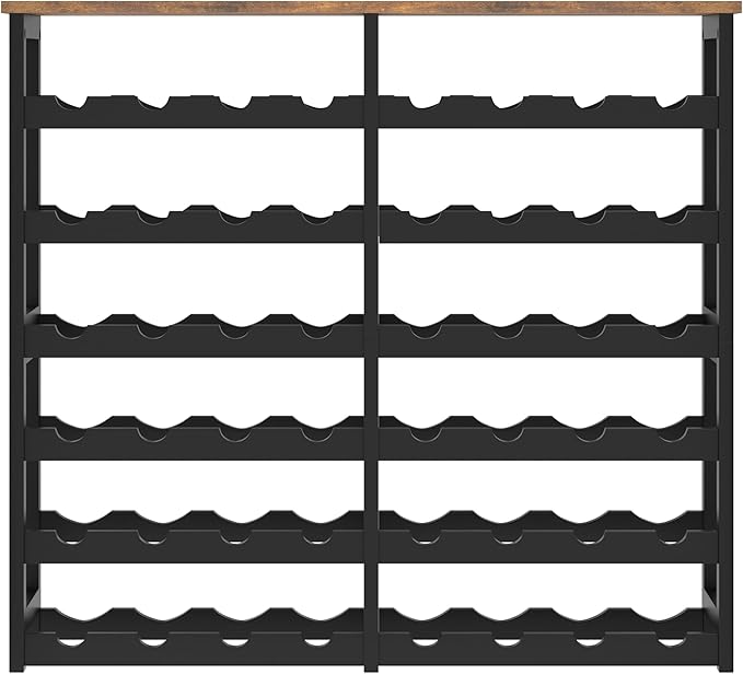 6 Tier Bamboo Wine Rack with Table Top, Freestanding 48-Bottle Wine Storage - Image 8