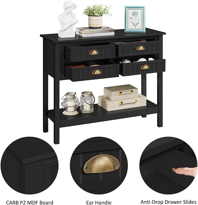 Yaheetech Console Table with 4 Drawers, Sofa Side Table with Bottom Open - Image 4
