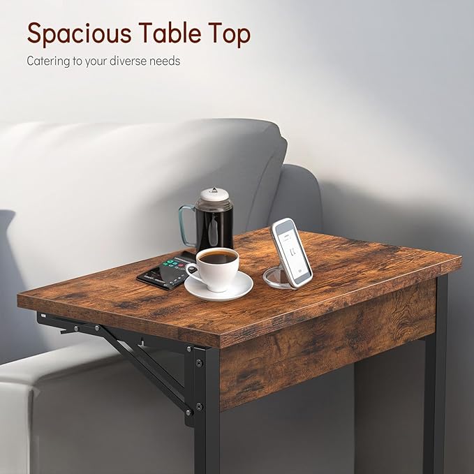 Tatub 24" Folding C Shaped End Table, Small Sofa Side Laptop Desk, Couch TV - Image 8