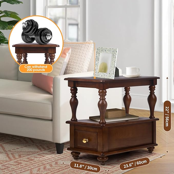 Narrow End Table with 1 Drawer and 2 Hidden Compartments - Image 2