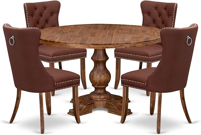 I5DA5-50N-26 5-Pc Kitchen Table Set Contain a Wooden Table and 4 Burgundy by LuxebyEastWestFurniture