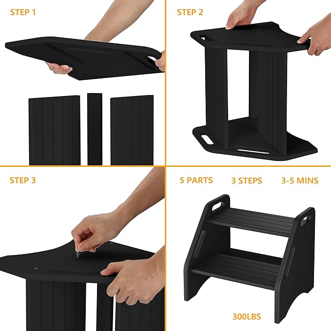 AMBIRD Wooden Step Stool, Two Step Stools 300 lbs Capacity - Image 7