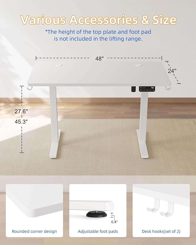 YIHAYO Electric Standing Desk, 48 x 24 Inches Stand Up Desk - Image 3