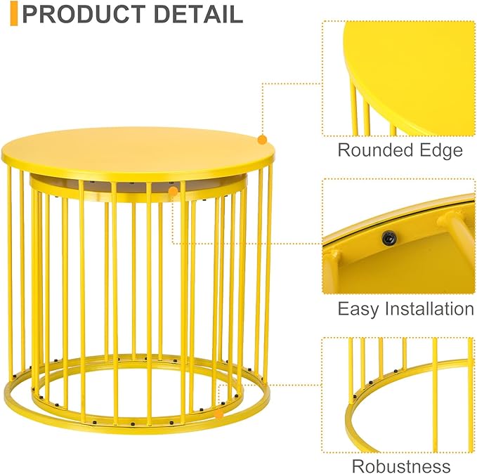 LEWIS&WAYNE Outdoor Side Table Set of 2, Metal Circle Accent End Tables - Image 5