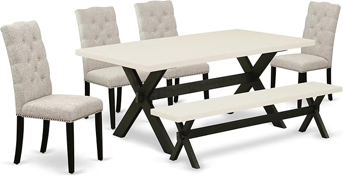 East West Furniture X627EL635-6 6 Piece Dining Table Set Contains a Rectangle by EastWestFurniture