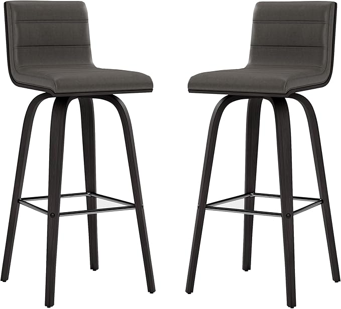 Armen Living Vienna 30" Swivel Bar Stool in Black Wood Finish - Image 10