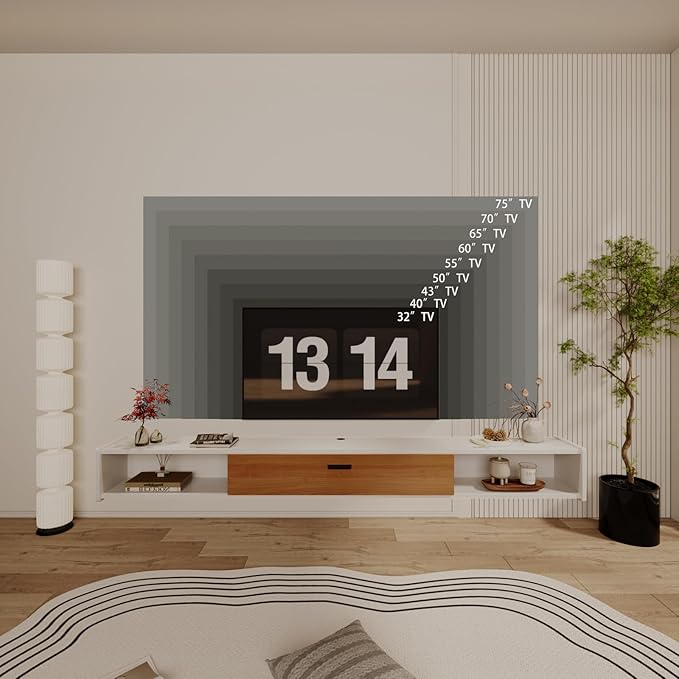 70'' Floating TV Stand, Wall Mounted TV Console, Floating TV Cabinet, Under TV - Image 5