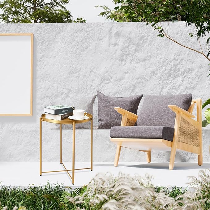 danpinera Gold Side Table, End Table - Image 4