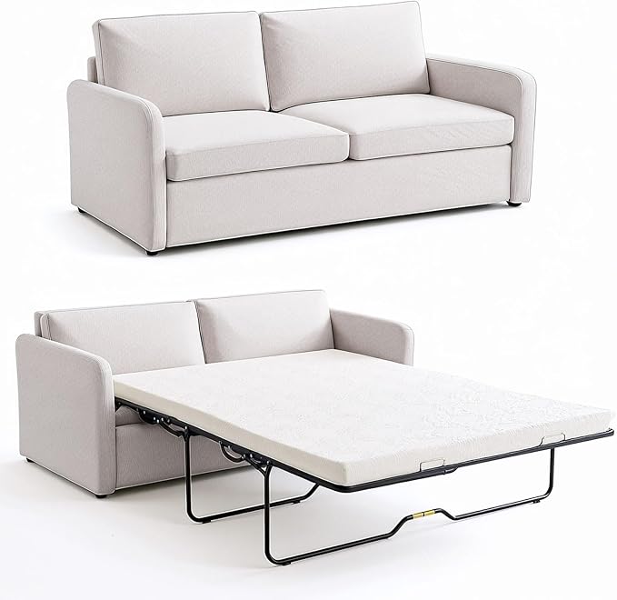 Queen Pull Out Sofa Bed, 2-in-1 Convertible Sleeper Sofa Couch by Mixcous