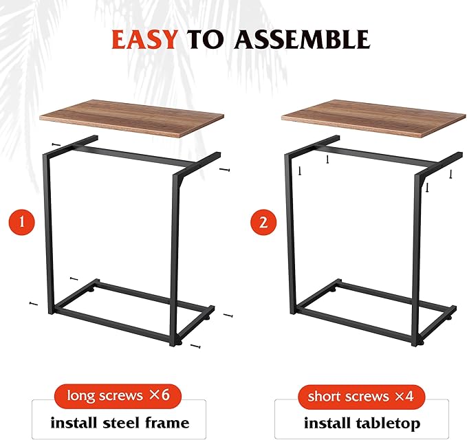WLIVE Wide Snack Side Table, C Shaped End Table - Image 5